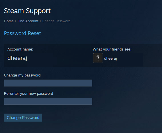 Reset my password