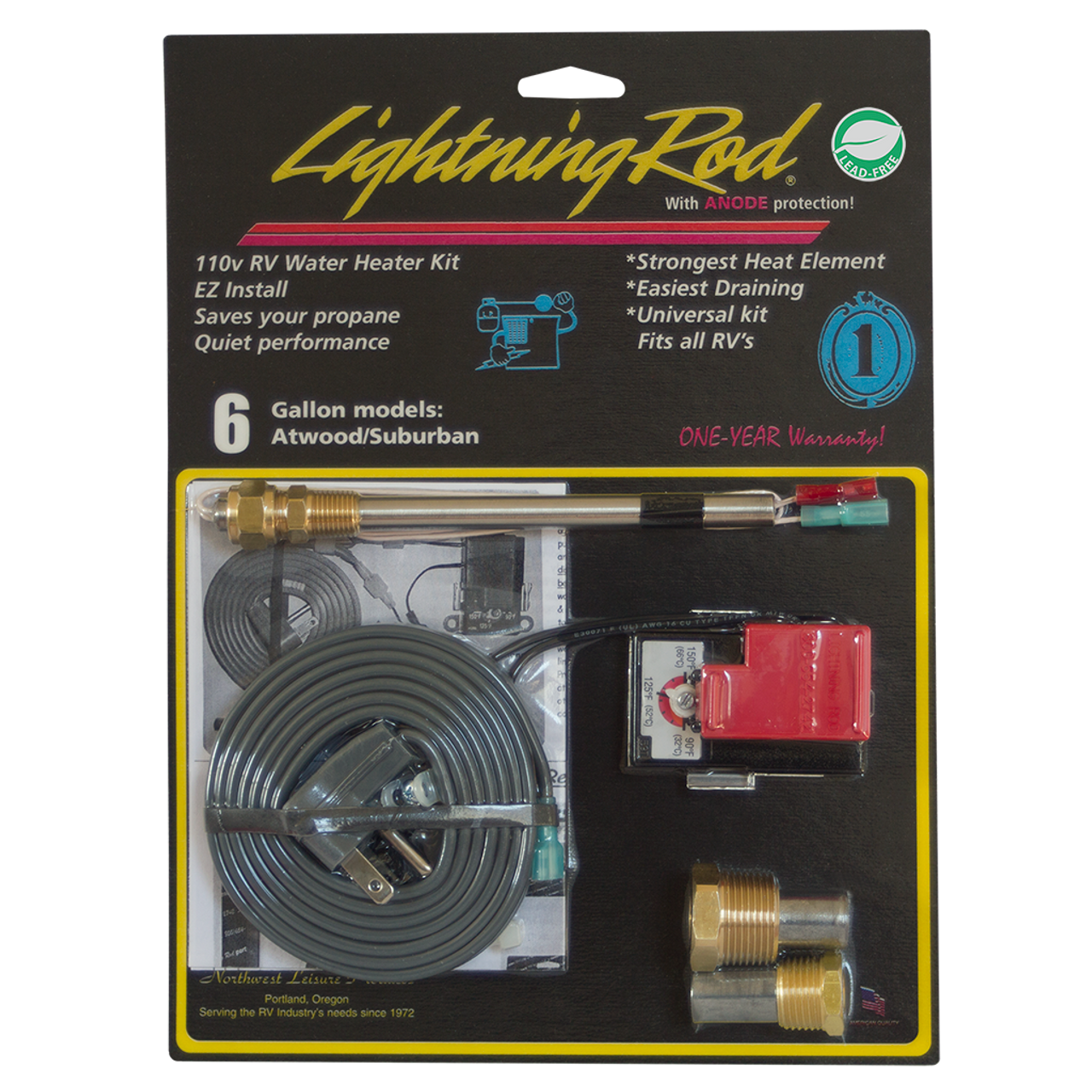 Electric Conversion Kit Lightning Rod Water Heater 6 Gallon