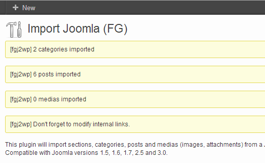 Successfully imported content form Joomla to WordPress