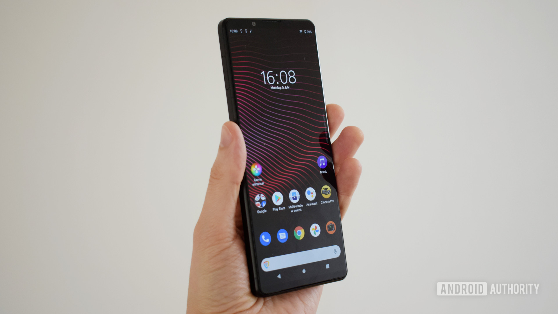 The Sony Xperia 1 III front showing the screen in hand.