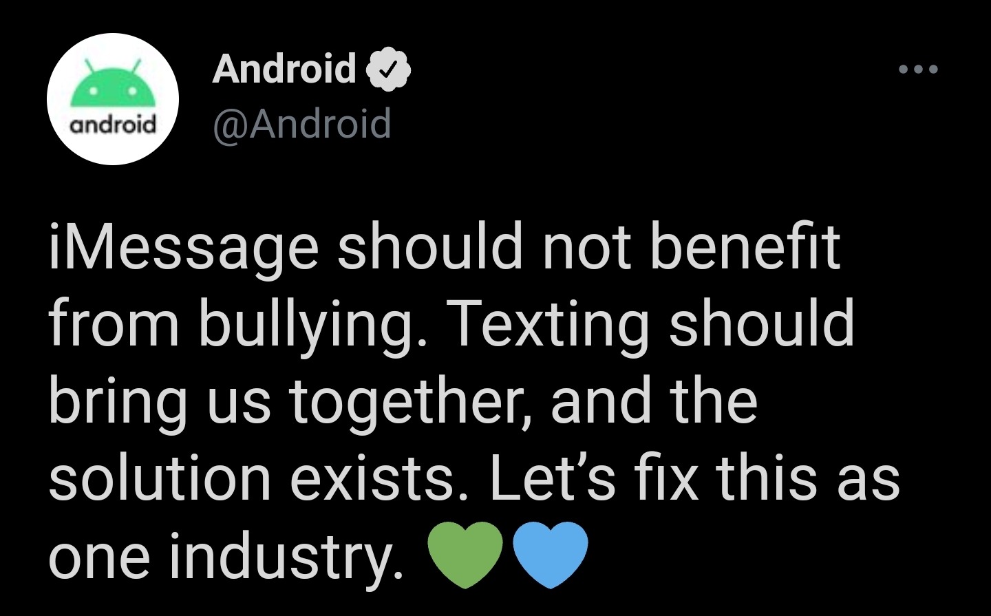Android Twitter account iMessage
