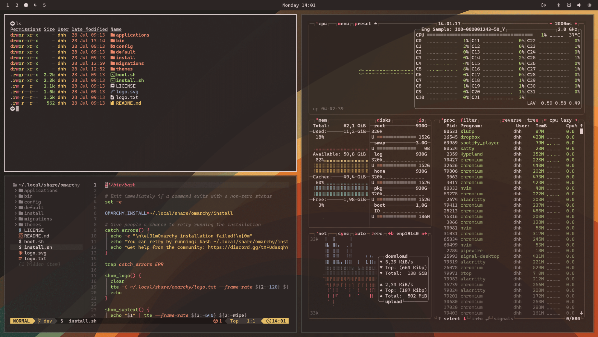A screenshot of the Omarchy development environment