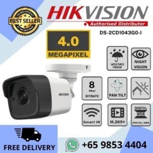 Hikvision CCTV Camera DS-2CD1043G0-I 4MP IP POE BULLET Night Vision EXIR 2.0 Smart IR IP67 H265+ WDR