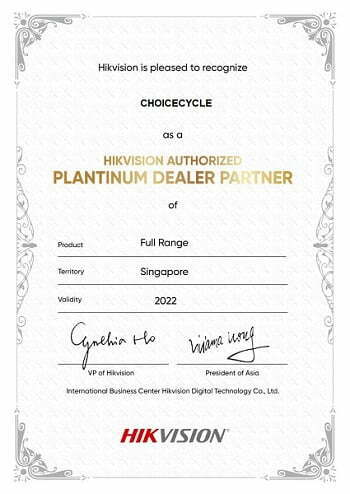 Hikvision Plantinum Dealer Partner 2022 SGCCTV CHOICECYCLE SIM LIM SQUARE 02-81