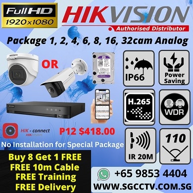 CCTV Systems 2-Camera Package Hikvision Dahua CCTV Singapore DIY Package Full HD Camera Repair & Replace Best Price Most Competitive Home Security Office CCTV P12