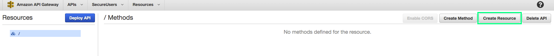 create resource button