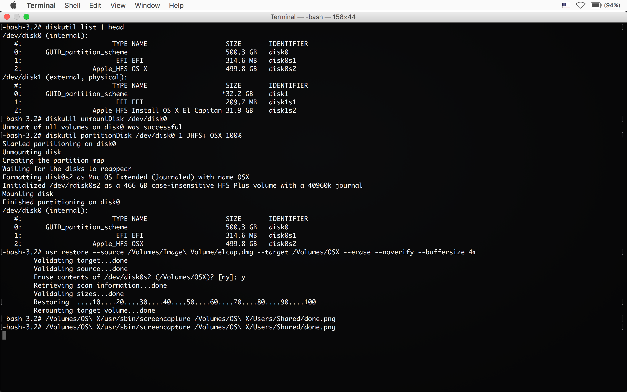 Finished restore install from USB recovery boot