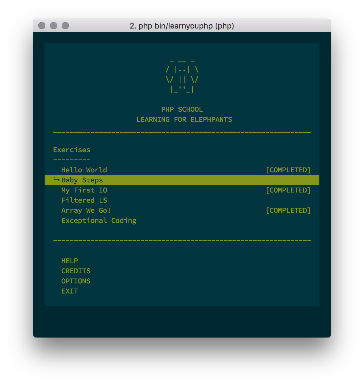 Learn You PHP CLI Menu