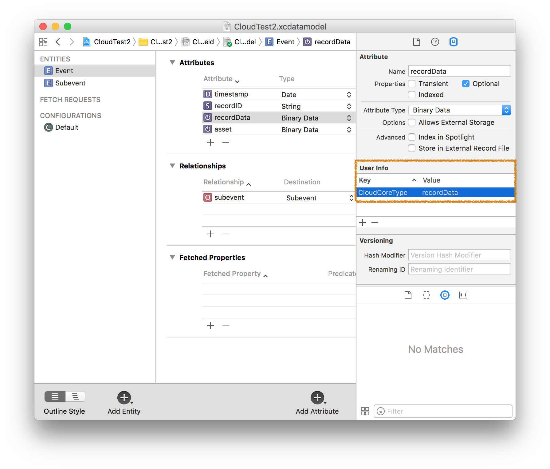 Model editor User Info