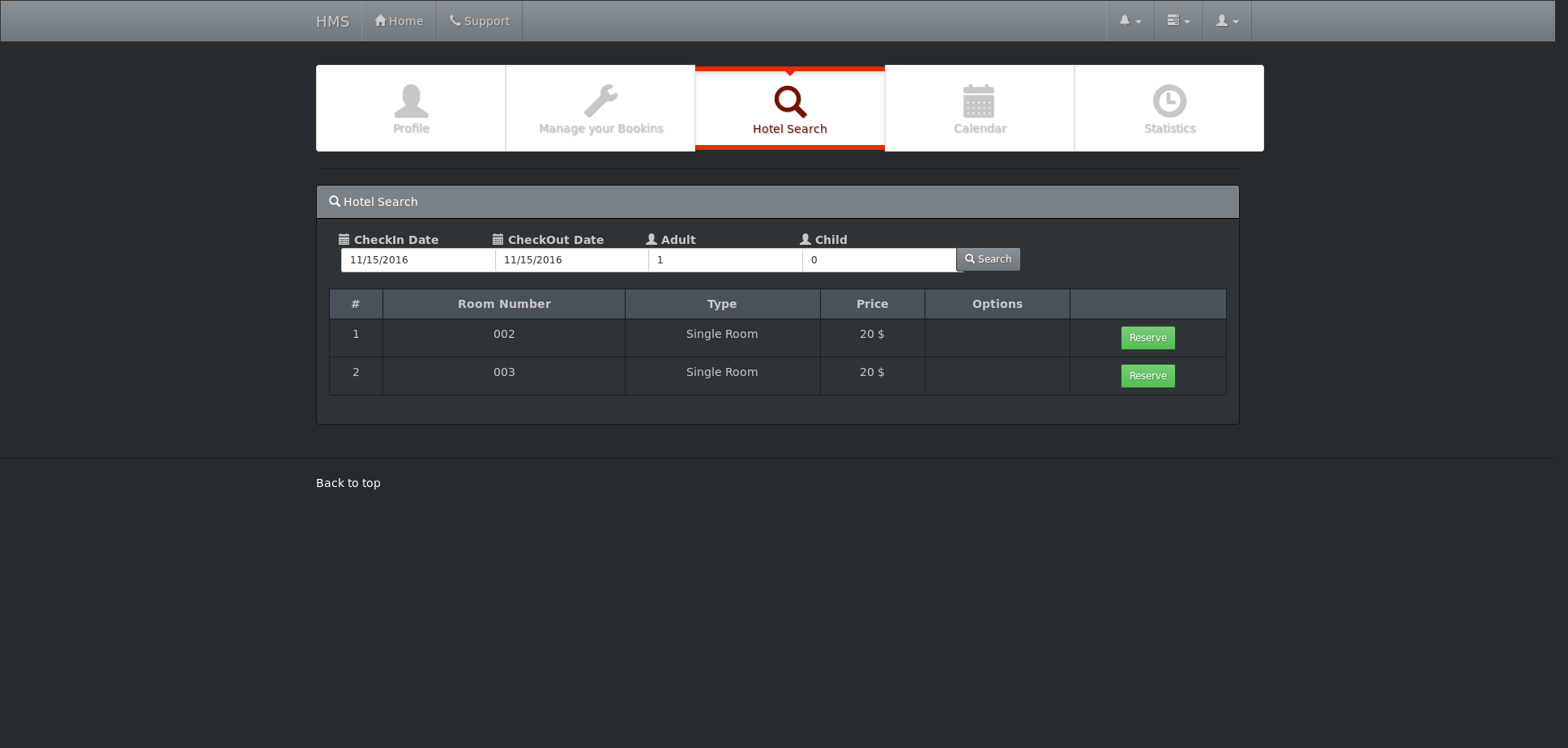 hotel management system
