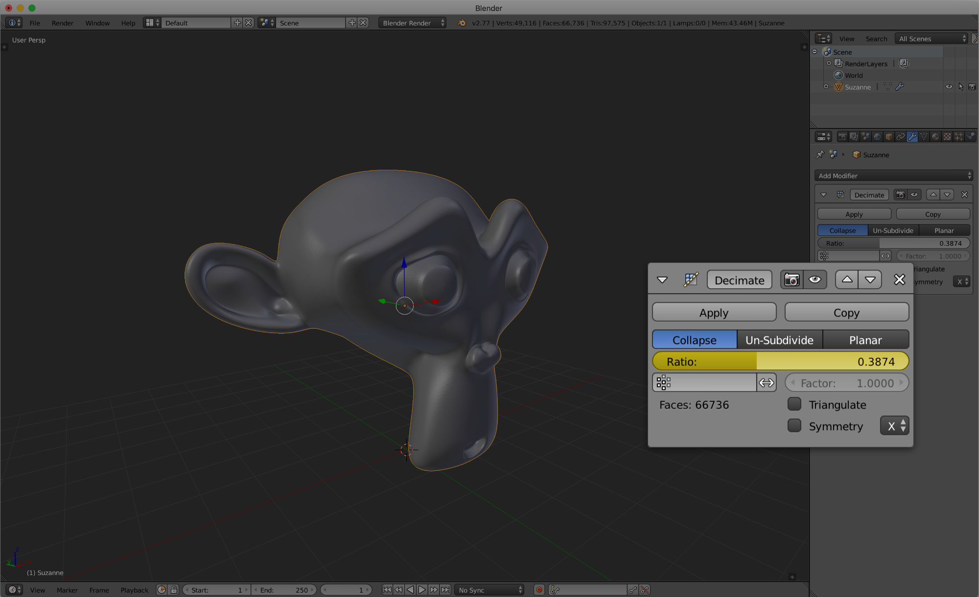 Blender's Decimate Modifier