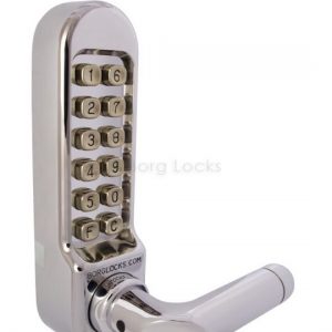 Stubby round bar lever handles, keypad & inside unit, solid clutch (no device supplied)
