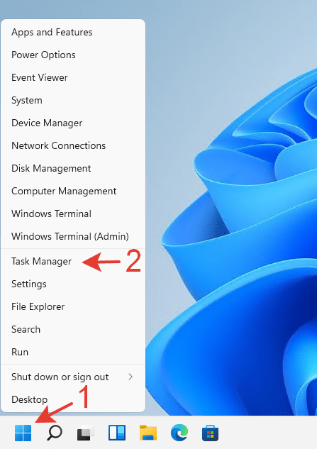 Windows 11 Start Task Manager Hot Keys en