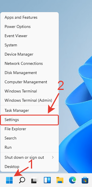 windows 11 settings start button en