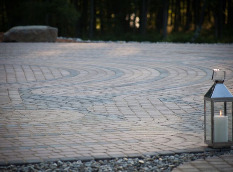 Close view of the paths in the labyrinth at The Lodge at Woodloch