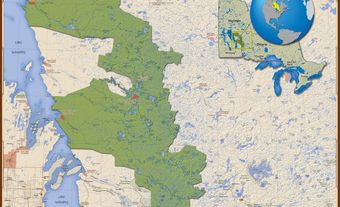 Carte du site du patrimoine mondial de Pimachiowin Aki