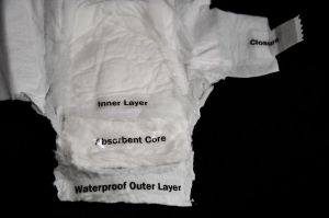 Diapers are constructed in three layers, an inner layer that sits...