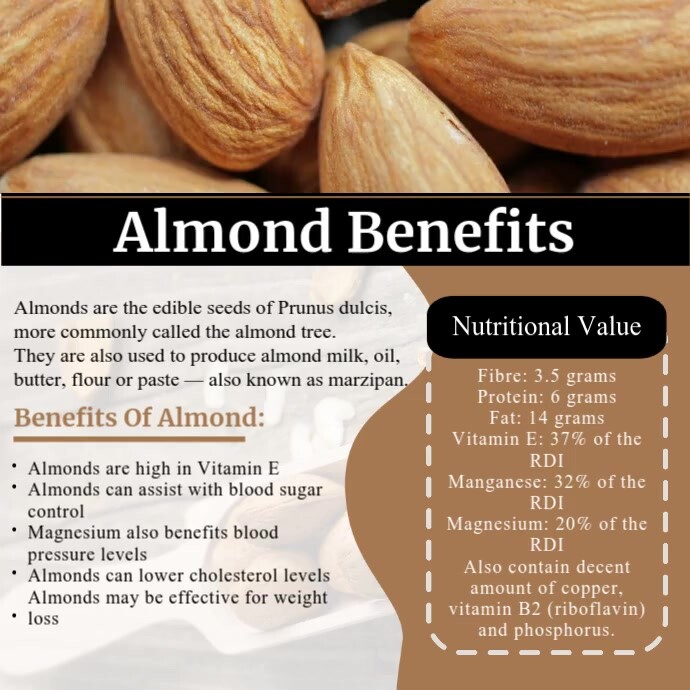 Almond Health Benefits Video Template Postermywall