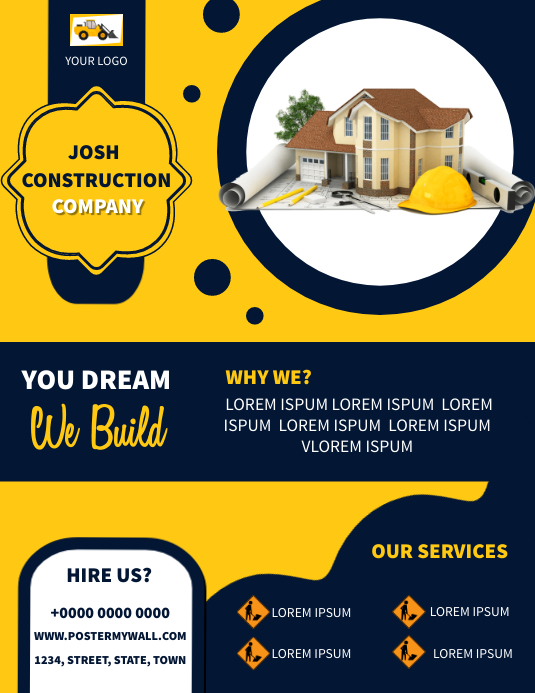 Construction Home Renovation Company Flyer Ad Template Postermywall