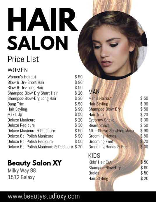 Daftar Harga Salon Kecantikan Potongan Rambut Styling Templat Postermywall