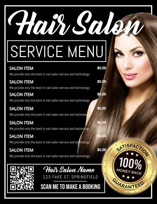 Poster Menu Layanan Salon Rambut Templat Postermywall