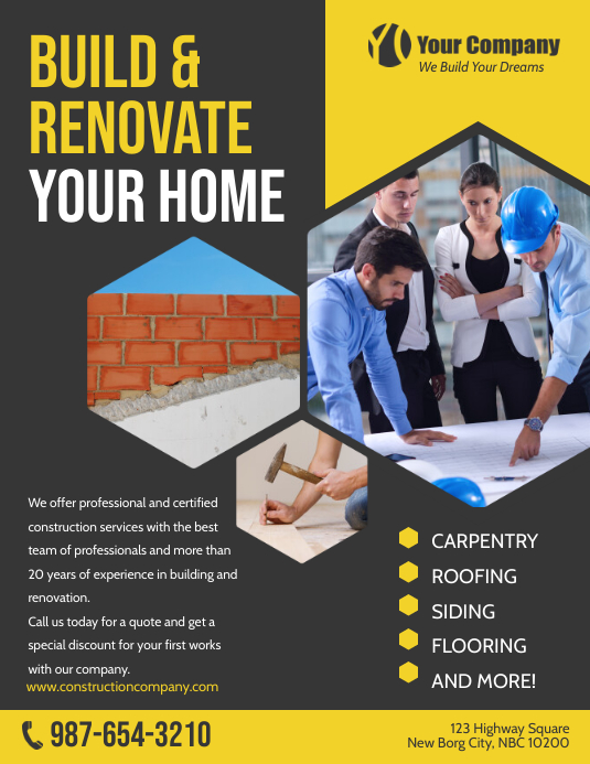Rumah Bangun Dan Renovasi Selebaran Iklan Perusahaan Templat Postermywall