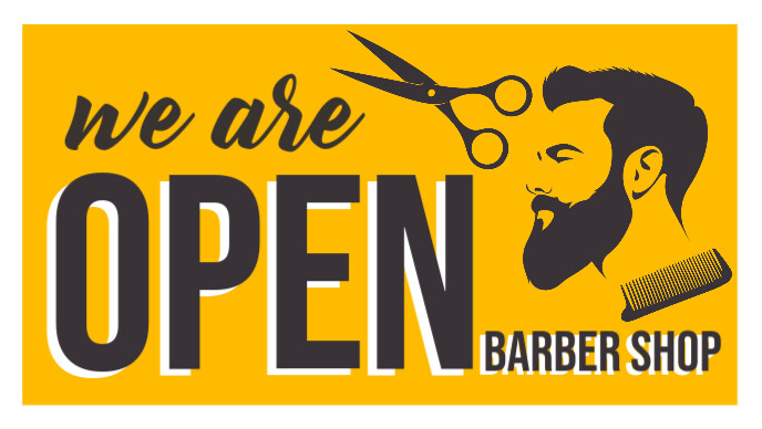 Kami Membuka Templat Toko Tukang Cukur Postermywall