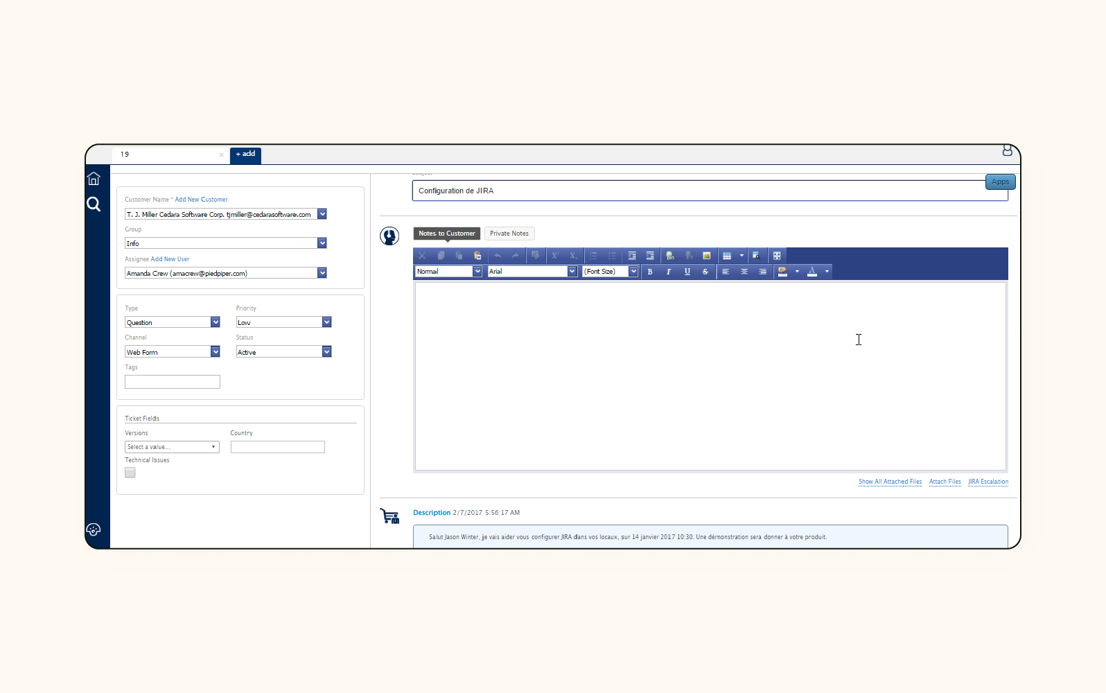 An image displays the AzureDesk ticket management platform.