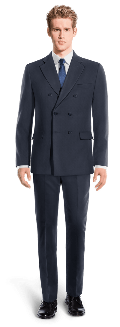 Traje Hombre Azul Chaqueta Cruzada De Mezcla Lana Solapa Ancha Hockerty