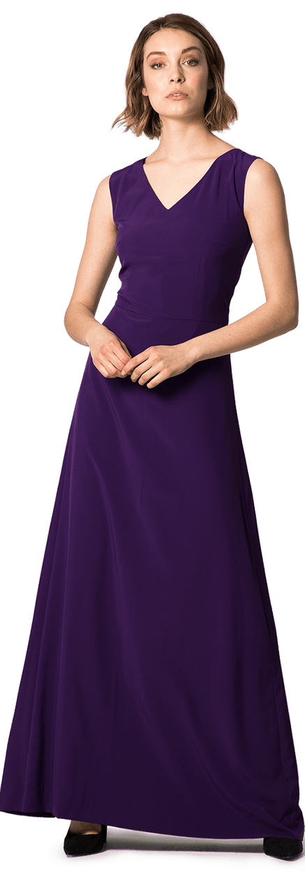 Dark Purple V Neck Long Dress Sumissura