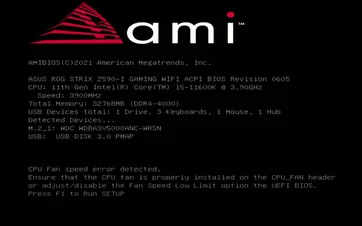 CPU FAN Speed Error in BIOS Screenshot