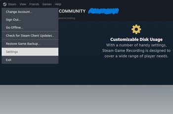 Steam settings option