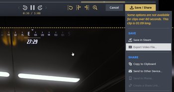 steam overlay showing export options