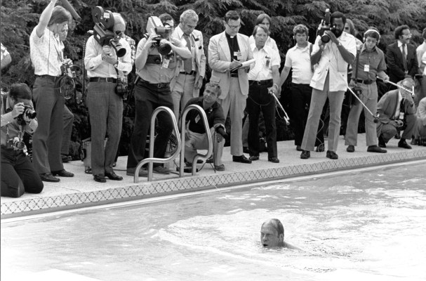 President Ford Swims in the New White House Pool