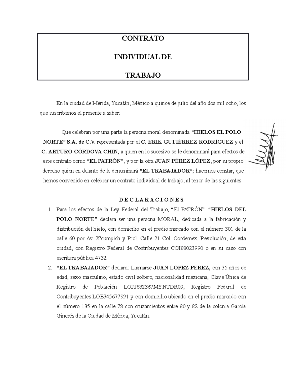 Contrato Lecture Notes 1 3 Contrato Individual De Trabajo En La Ciudad De Merida Yucatan Studocu