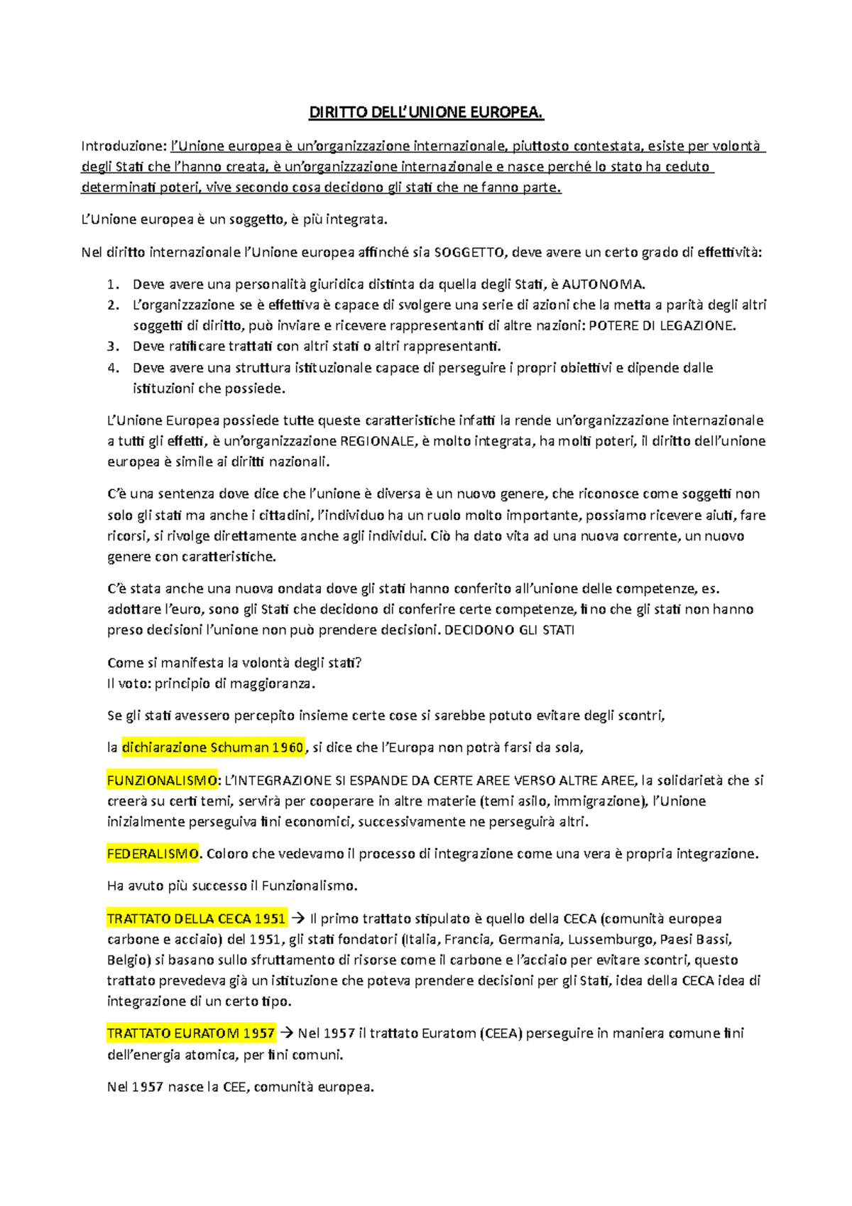 Diritto Dell Unione Europea Diritto Dell Unione Europea Introduzione L Unione Europea E Studocu