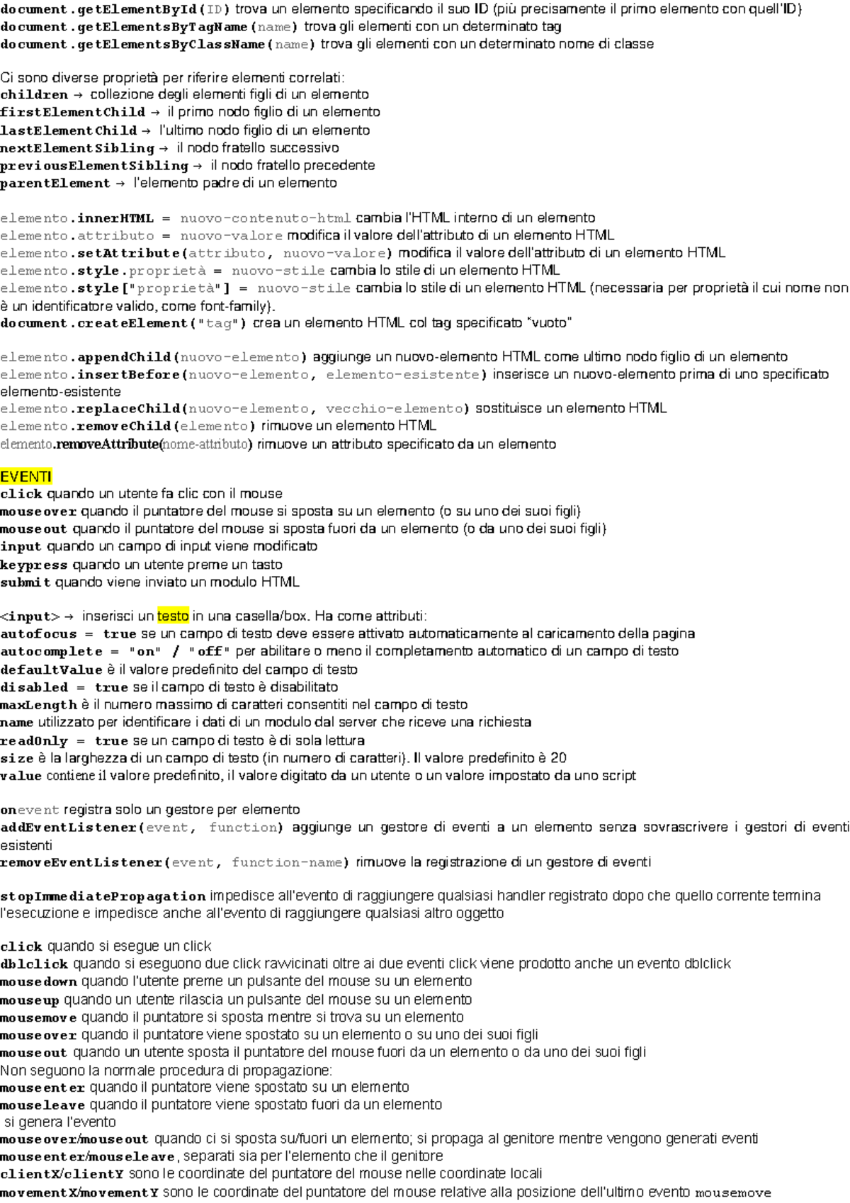 Appunti Delle Slide Di Informatica Del Prof Document Id Trova Un Elemento Specificando Il Suo Studocu