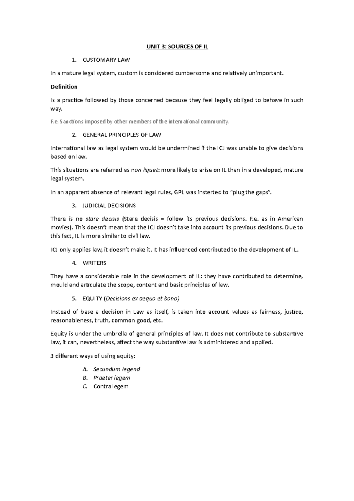 Unit3 International Public Law And International Relations Upna Unit 3 Sources Of Il 1 Studocu