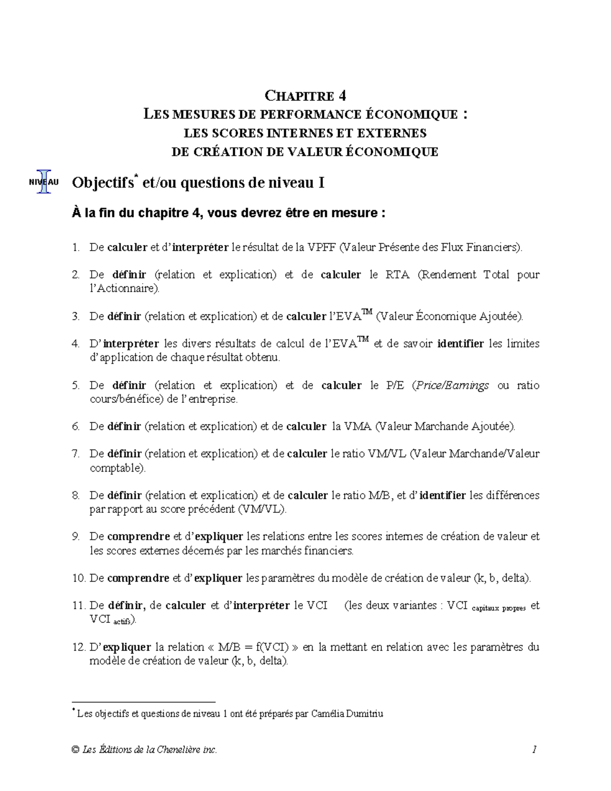Chapitre 4 Chap 4 Chapitre 4 Les Mesures De Performance Economique Les Scores Internes Et Studocu
