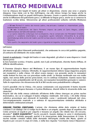 Teatro Medievale Appunti Teatro Medievale Con La Chiusura Dei Luoghi Di Teatro Gli Attori Si Studocu
