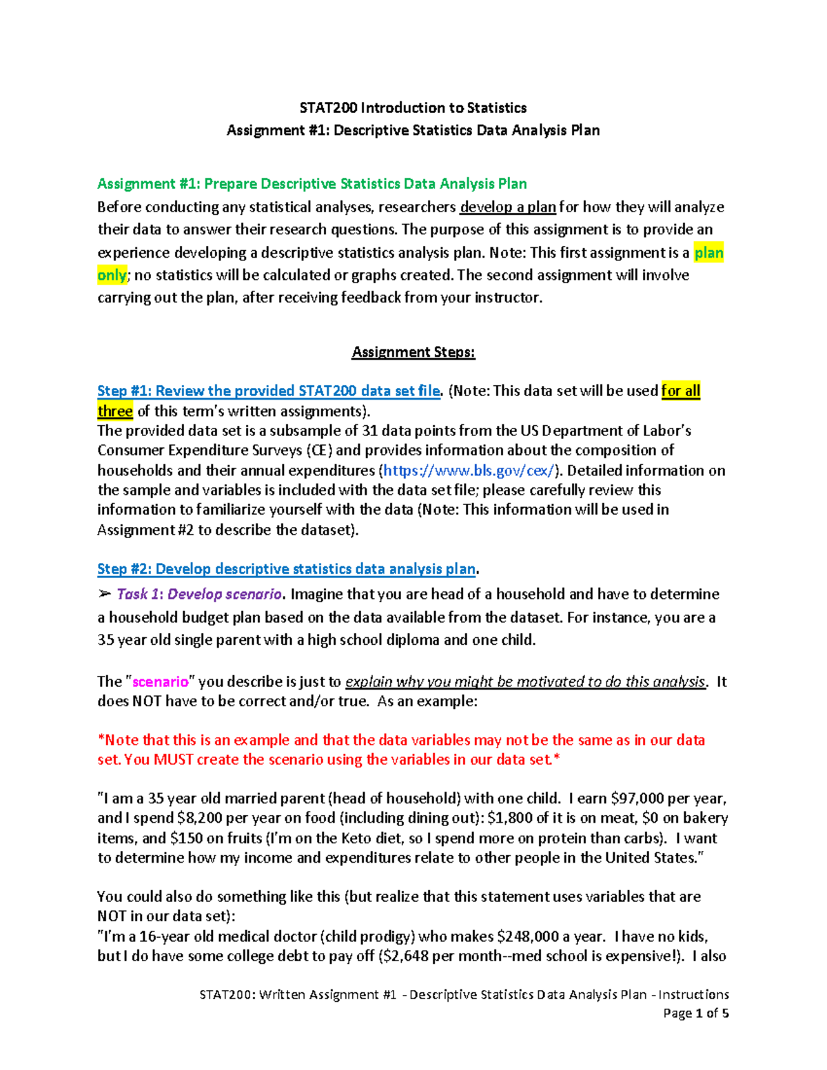Assignment 1 Descriptive Statistics Data Analysis Plan Stat200 Written Assignment 1 Studocu