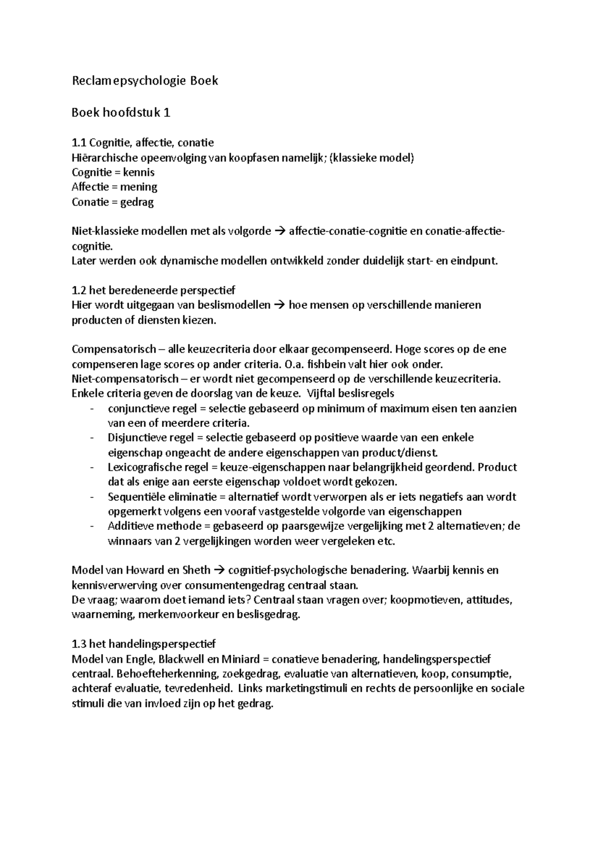 Geel Zwart Wit Reclamepyschologie Reclamepsychologie Boek Boek Hoofdstuk 1 1 Cognitie Affectie Studeersnel