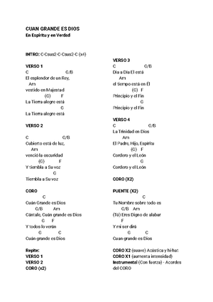 Cuan Grande Es Dios V3 Letras De Canciones Donde Esta El Espiritu De Dios Pdf Apuntes De Acordes Studocu