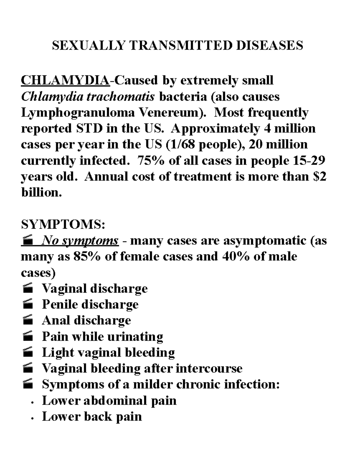 Sexually Transmitted Diseases Sexually Transmitted Diseases Chlamydia Caused By Extremely Small Studocu