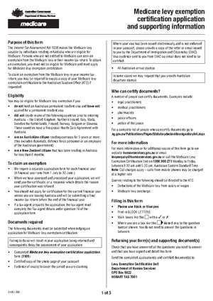 Medi Care Levy Exemption 3169 1 Of 3 Purpose Of This Form The Income Tax Assessment Act 1936 Makes Studocu