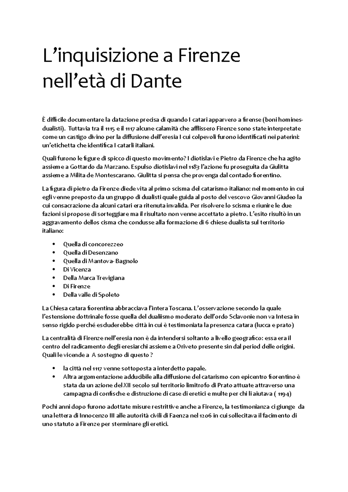 Inquisizione A Firenze L Inquisizione A Firenze Nell Eta Di Dante E Difficile Documentare La Studocu