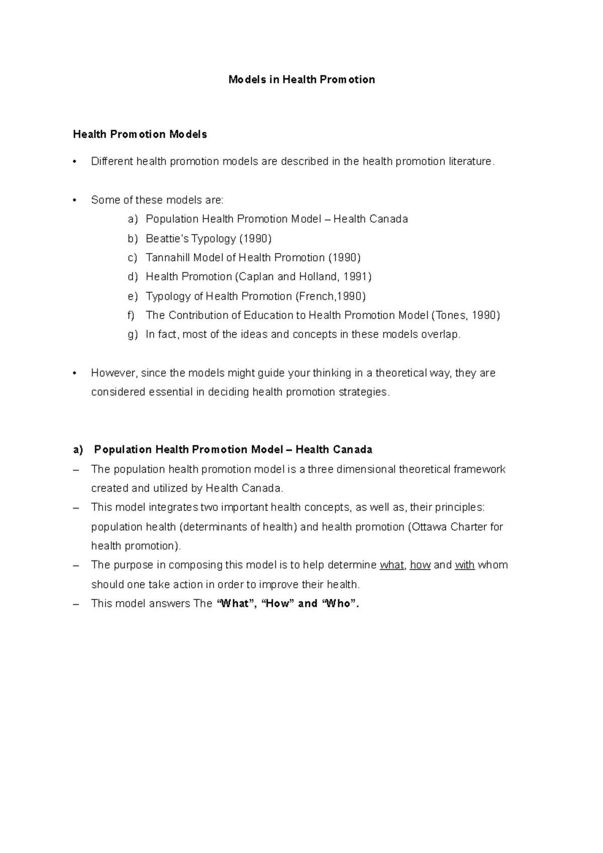 tannahill model of health promotion