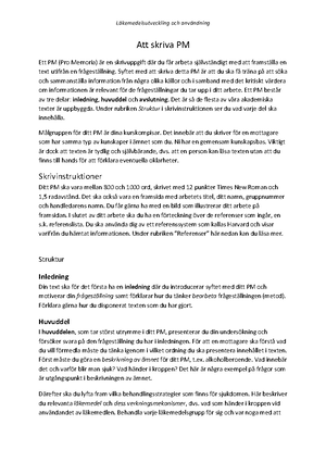 Att Skriva Pm Hur Skriver Man Ett Pm Och Att Skriva Pm Ett Pm Pro Memoria En Skrivuppgift Du Studocu