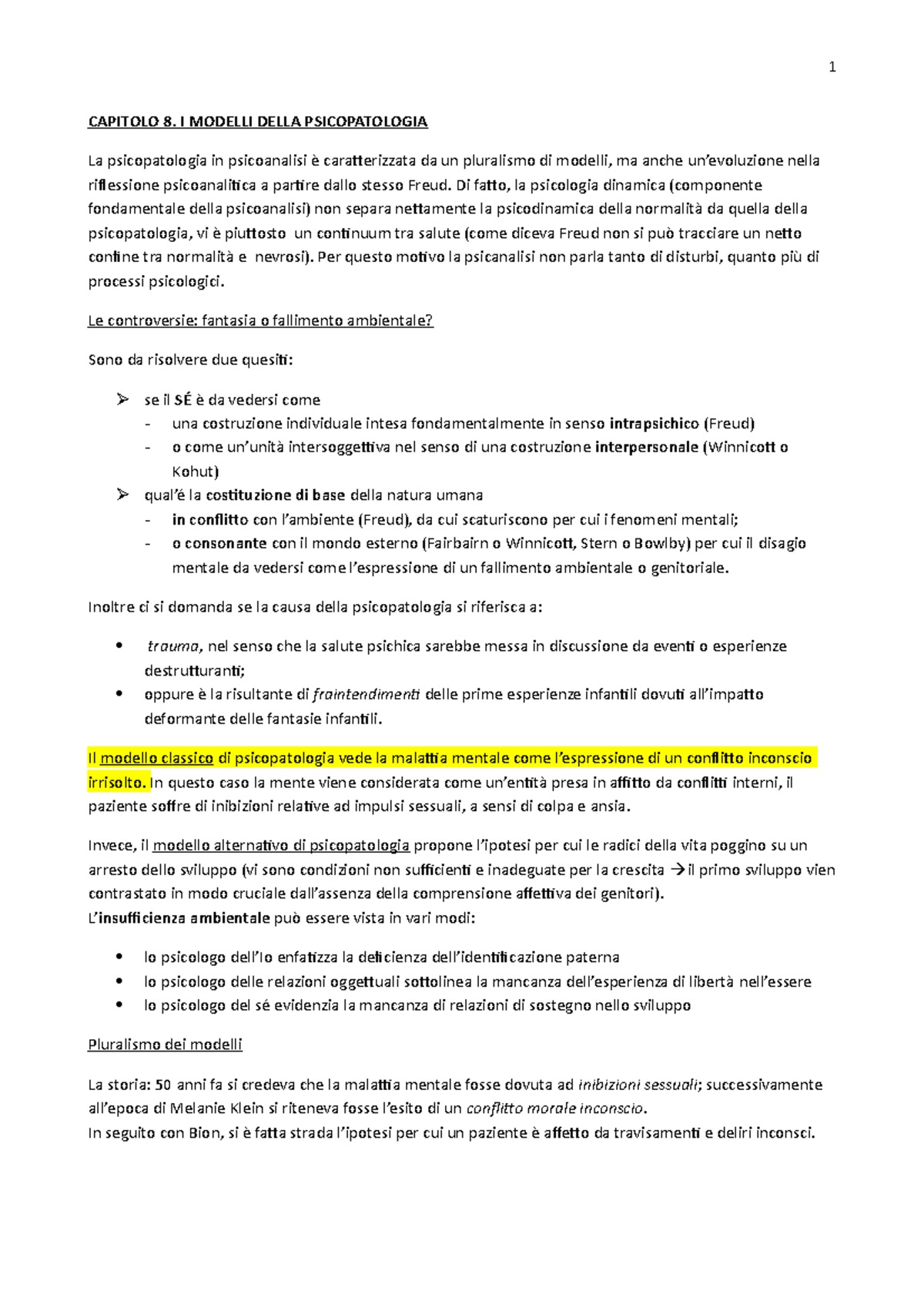 Capitolo 8 Manuale Di Psicologia Dinamica Professoressa Capuano 1 Capitolo 8 I Modelli Della Studocu