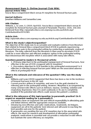 Phc410 Assessment 1 Journal Club Wiki Assessment Item 1 Online Journal Club Wiki Journal Article Studocu